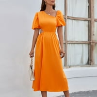 Női divat szoknya nyári Rövid ujjú Off váll szabálytalan francia Ruha Női Ing ruha, Narancs L