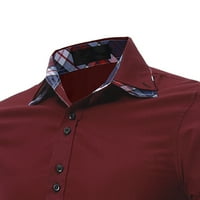 Klasszikus belső falu színellenőrző ing Férfi Alkalmi Vékony, Hosszú ujjú ing
