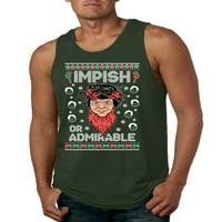 Impish vagy csodálatra méltó Dwight Schrute csúnya karácsonyi pulóver férfi grafikus tartály tetején, erdő zöld, nagy