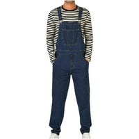 amidoa férfi Egyszínű Farmer Jumpsuits pántos Ujjatlan overall több zsebbel Slim Fit munkaruhák