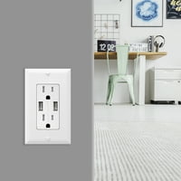 TopGreener 3.1a USB Wall Outlet töltő 15a Tamper-rezisztens tartályok 3-CT