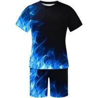 Férfi Sport szett nyári ruha készlet vicces 3d nyomtatás rövid ujjú pólók és rövidnadrágok stílusos alkalmi Sweatsuit