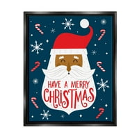 Kellemes karácsonyi mintás mintás Mikulás Grafikus Jet Fekete Keretes Art nyomtatási fal művészet