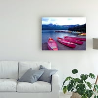 Védjegy Képzőművészet 'Négy rózsaszín csónak kanadai Sziklás -hegység' Canvas Art készítette Monte Nagler