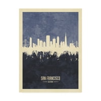 Képzőművészet „San Francisco California Skyline Navy” Canvas művészete, Michael Tompsett művészete