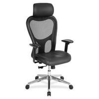 Lorell magas hátsó vezetői szék fekete bőr ülés - alumínium keret-5 csillagos alap-24.9 Szélesség 23.6 mélység 52.9