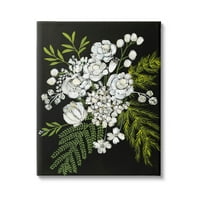 A Stupell Industries kontrasztos virágvirág -elrendezés grafikus galéria csomagolt vászon nyomtatott fali művészet,