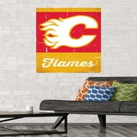 Calgary Flames-Retro Logó Fali Poszter, 22.375 34