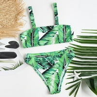 Két Női Virágos Nyomtatott Bikini Szett Push-Up Beachwear Párnázott Fürdőruha Strand Fürdőruhák