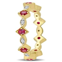 Miabella női karátos T.G.W. Létrehozott rubin és gyémánt akcentus 10 kt sárga arany vintage örökkévalóság zenekar