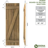 Ekena Millwork 1 2 W 37 H Americraft Öt Beszédület A valódi fatábla-csatlakoztatott deszka-n-batten redőnyök w z-bar,