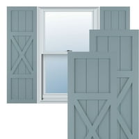 Ekena Millwork 15 W 77 H True Fit PVC Center X-Board Farmhouse rögzített redőnyök, békés kék