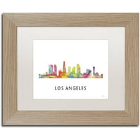 Védjegy Szépművészet 'Los Angeles CA Skyline WB-1' Canvas Art készítette: Marlene Watson, White Matte, Birch Frame