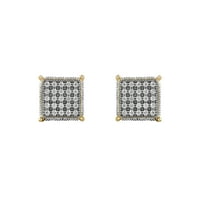 Imperial S Sterling ezüst CT Diamond Cluster Stud fülbevalók sárga ródium overlay -vel férfiak számára