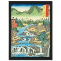 A forró források a Shuzen templom Izu tartomány Utagawa Hiroshige Japán Woodblock Artwork keretes Wall Art Print A4