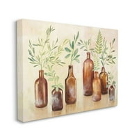 Stupell Industries páfrányok és növények üvegedények barna zöld festmény vászon fali művészete, Julia Purinton, 30