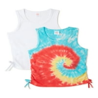 Wonder Nation lányok Cinch Side Tie Dye Tank Tops, 2-Pack, Méret 4- és Plus