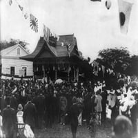 Hawaii: Japán, 1916. Japán hawaiiak, akik a császár születésnapját ünneplik Honoluluban, 1916-ban. Poszter nyomtatás