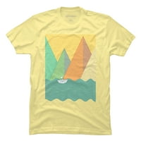 Geometria mountain and waves férfi Ezüst krém grafikus Tee-Design emberek 3XL