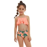Fürdőruha Lányok Kisgyermek Baba Gyerekek Kis Fodros Virágos Két Fürdőruha Strandruházat Bikini Szett Lányok Fürdőruha