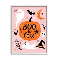 Stupell Industries Boo To Halloween Elements Graphic Art White Keretes Art Print Wall Art, Nina Seven tervezés