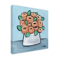 Hippie Hound Studios 'Flowers in Pot Peach -ben a kék vászon művészete