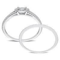 Carat T.W. Gyémánt sterling ezüst ovális halo menyasszonyi gyűrű