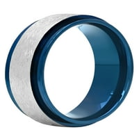 Férfi rozsdamentes acél kék IP fagyasztott befejezés esküvői zenekar - Férfi gyűrű