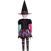 Halloween kisgyermek lány szivárványos boszorkány jelmez, többszínű