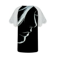 Royallove Női Rövid ujjú póló nyomtatott csipke felső Női felsők