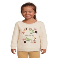 Garanimals kisgyermek lány hosszú ujjú grafikus gyapjú pulóver, méretek 2T-5T
