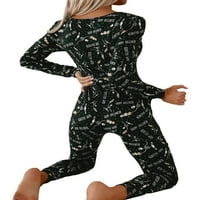 Niuer Női Jumpsuit Romper V Nyakú Hálóruha Hosszú Ujjú Halloween Onesie Bodysuits Egy Pizsama Tök Nyomtatás Felnőtt
