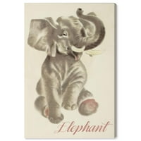 Wynwood Studio 'Elefánt' állatok fal art vászon nyomtatás - szürke, rózsaszín, 16 24