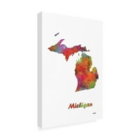 Marlene Watson 'Michigan State Map 1' Canvas Art