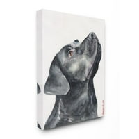Stupell Industries Fekete Labrador kutya kedvtelésből tartott állati akvarell festés Super Canvas falművészet, George