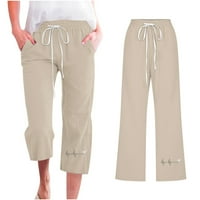 Női nadrág Alatt széles lábú Alkalmi Pamut vászon Capris könnyű Lounge bő divat nadrág