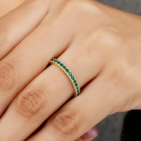 CT Emerald Eternity gyűrű Gyöngyös keret részletekkel a nők számára, 14k sárga arany, US 11.50