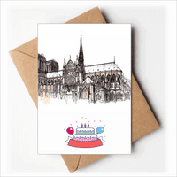 Notre-Dame de Párizsban Franciaország Boldog születésnapot üdvözlőlapok borítékok üres