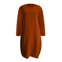 homchy Női ruhák zseb Laza nyak alkalmi hosszú felsők Plusz méretű ruhák Orange XL