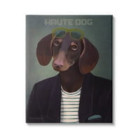 Stupell Industries Haute Dog Quirky ruhák viselése Blazer napszemüveg grafikus galéria csomagolt vászon nyomtatott