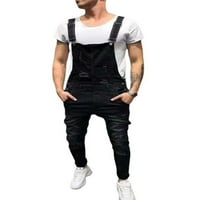 Férfi farmer Dungaree vállpántos overall farmer Jumpsuit motoros nadrág Sötétkék 2XL