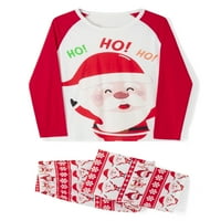 Családi megfelelő karácsonyi pizsama készletek Hosszú ujjú O nyak felsők + Mikulás nyomtatott nadrág vagy hosszú ujjú