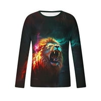 Tdoqot férfi Hosszú ujjú ingek-őszi oroszlán nyomtatás divatos alkalmi Crewneck póló Többszínű méret 3XL