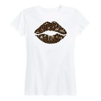 Azonnali üzenet-leopárdmintás ajkak-Női Rövid ujjú grafikus póló