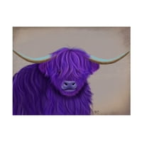 Fab Funky 'Highland Cow Purple Portré' vászon művészet