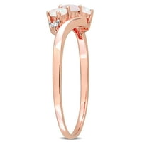 Miabella Női karátos T. G. W. opál gyémánt akcentussal 10kt Rózsa arany három kő gyűrű