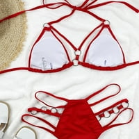 Ecqkame fürdőruha női két Clearance Női Divat Egyszínű nyomtatás osztott Bikini minimalista szexi kör dekoráció fűzős