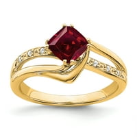 Primal Gold Karat sárga arany létrehozott rubin és gyémánt gyűrű