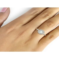 0. Carat T.G.W. Aquamarine Gemstone és Carat T.W. Fehér gyémánt arany ezüst gyűrű felett