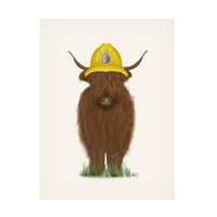 Fab Funky 'Highland Cow Fireman' vászon művészet